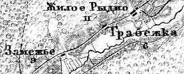 Деревня Замежье на карте 1915 года