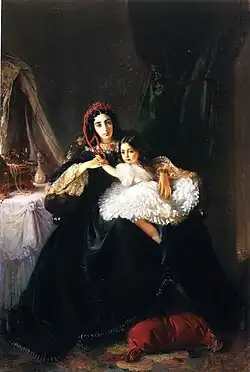 Графиня Анна Дмитриевна Ржевуская, ур. Дашкова (1831—1858) с дочерью Екатериною.