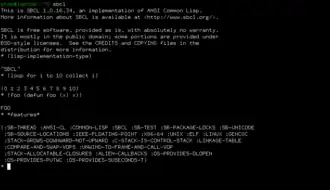 Скриншот программы Steel Bank Common Lisp