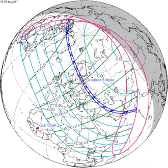 Солнечное затмение 21 августа 1914 года