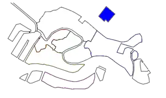 Расположение Сан-Микеле в Венецианской лагуне