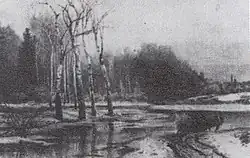 Саврасов, Алексей КондратьевичВесна, 1872. Холст, масло. 80,5х121. Приобретена со 2-й передвижной выставки и вскоре возвращена автору.