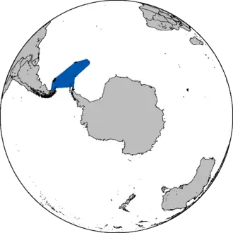 Территория моря Скоша на карте Южного полушария.