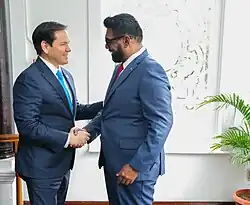 Госсекретарь Рубио с президентом Гайаны Ирфааном Али в Джорджтауне.