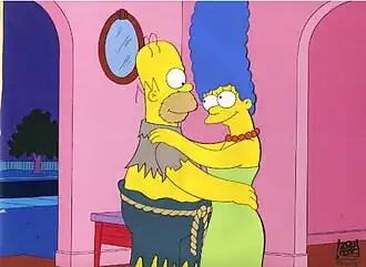 Гомер и Мардж обнимаются