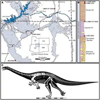 Сейтаад (реконструкция) и район находки окаменелостей