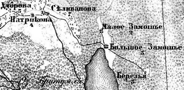 Деревня Селиваново на карте 1917 года