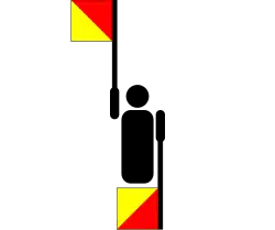 D в семафорной азбуке