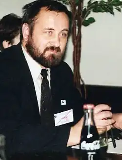 Валерий Буяк на пресс-конференции «Мистер Силач Сэкай» в 1996 году