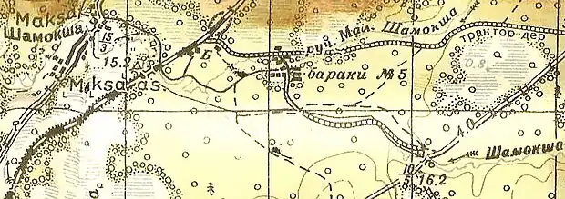 Деревня Шамокша на карте 1943 года