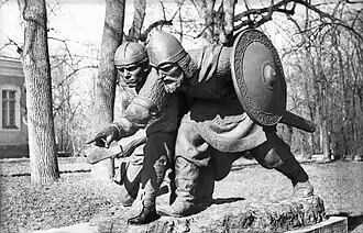 Скульптура «Вячко и Меэлис при обороне Юрьева» в Кадриорге, 1972 год