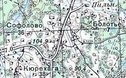 Деревня Софолово на карте 1939 года
