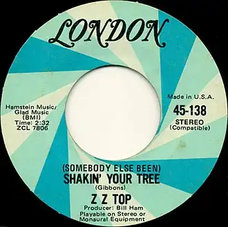 Обложка сингла ZZ Top «(Somebody Else Been) Shakin’ Your Tree» (1971)