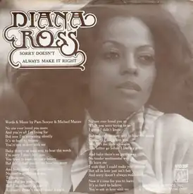 Обложка сингла Дайаны Росс «Sorry Doesn’t Always Make It Right» (1975)