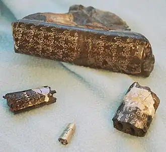 Окаменелости Baculites из Южной Дакоты. На некоторых до сих пор сохранились следы перламутра (раковины).