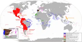 Карта колониальной экспансии Испанской империи
