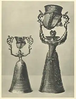 Кубки «юнгфрау». 1580. Нюрнберг. Гравировка по серебру. Грюнес Гевёльбе, Дрезден