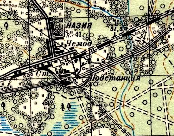 План посёлка при станции Назия. 1941 год