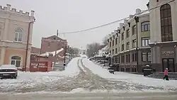 Улица Бакунина. Вид от улицы Обруб, в перспективе улицы — костёл.