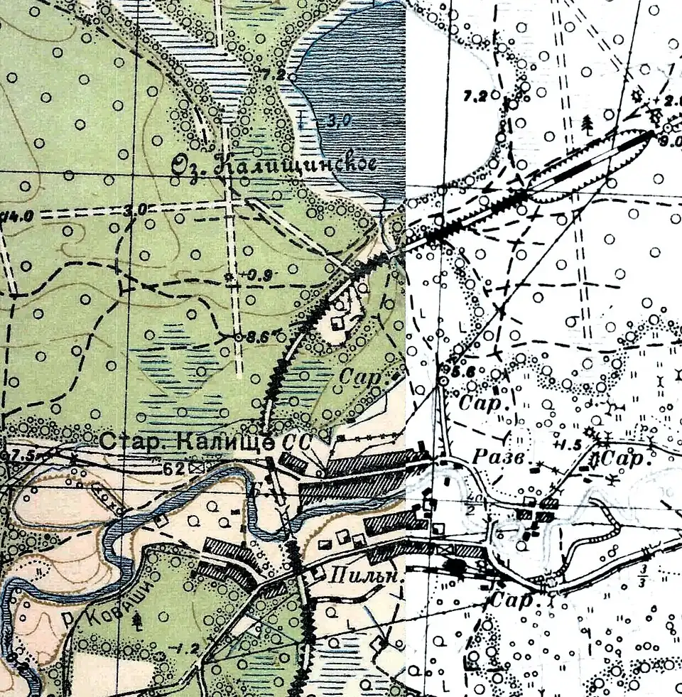 План деревни Старое Калище. 1938 год