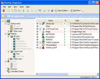 Скриншот программы Startup Organizer
