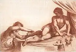 С. Мулинари. (По оригиналу Гверчино). Венера и Адонис. 1780-е, б., офорт, акватинта