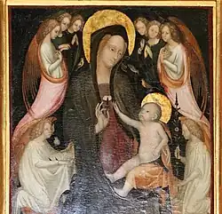 Мадонна на троне с Младенцем и ангелами. Деталь. Дерево, темпера. Палаццо Колонна, Рим