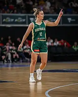 Стефани Рид в игре за сборную Австралии (3 июля 2024 года)