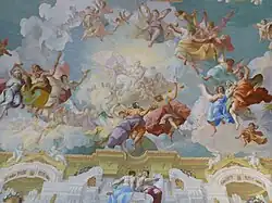 Фреска плафона Библиотеки монастыря в Мельке. Деталь