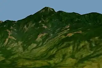 Трёхмерное воспроизведение горы. Вид с востока.