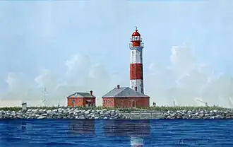 «Маяк на о. Сухо. Ладожское Озеро».Картина В. И. Овчинникова