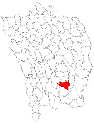 Расположение коммуны на карте жудеца Васлуй