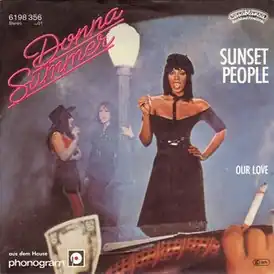 Обложка сингла Донны Саммер «Sunset People» (1980)