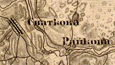 Деревня Райково на карте 1863 года