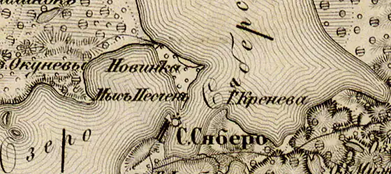 Село Сяберо на карте 1863 года