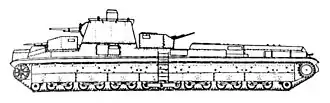 Проект танка Т-42 (рисунок, вид с левого борта). 1932 год.