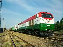 ТЭ33А-0113 в корпоративной окраске Таджикской железной дороги