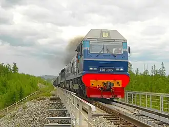 Тепловоз ТЭ8-005 на линии Улак - Эльга