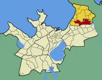Микрорайон Козе на карте Таллина (выделен красным цветом)