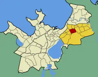 Микрорайон Лаагна на карте Таллина (выделен красным цветом)