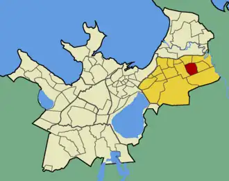 Микрорайон Мустакиви на карте Таллина (выделен красным цветом)