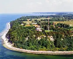 Мыс и маяк Таран. Вид с воздуха, 2003 год, Балтийское море, Гданьский залив