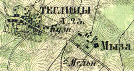 План деревни Теглицы. 1860 год