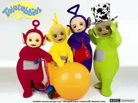 слева направо: По, Ляля, Тинки-Винки, Дипси