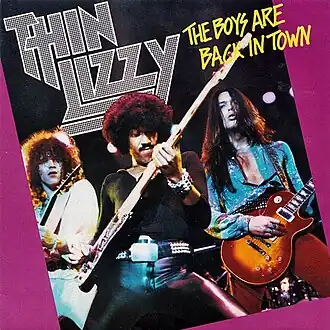 Обложка сингла Thin Lizzy «The Boys are Back in Town» (1976)