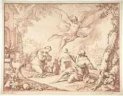 Жертвоприношение Маноя. Бумага, сангина. Метрополитен-музей, Нью-Йорк