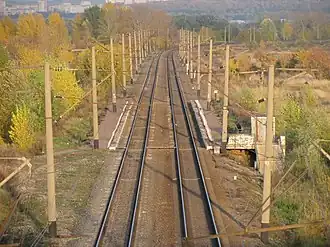 Железнодорожное полотно Северного внутригородского железнодорожного хода (вид с эстакады проспекта Амирхана)