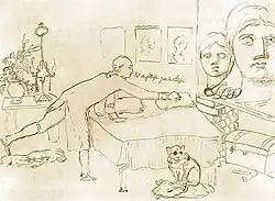 И. Г. В. Тишбейн. «Ножка стола. Проклятая вторая подушка. Карикатура