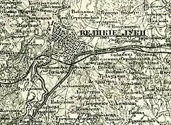 Топографическая карта окрестностей Великих Лук по сведениям 1867 года