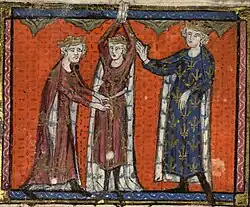 Painting of Edward at a knighting ceremony